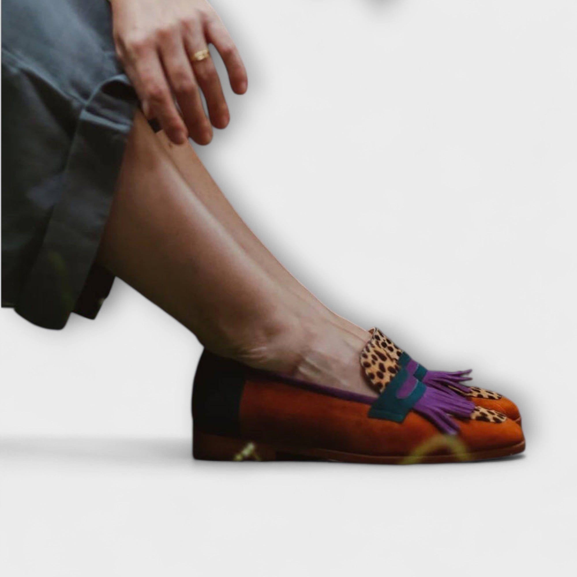 Fallon – Brun Loafer med Leopardtryck