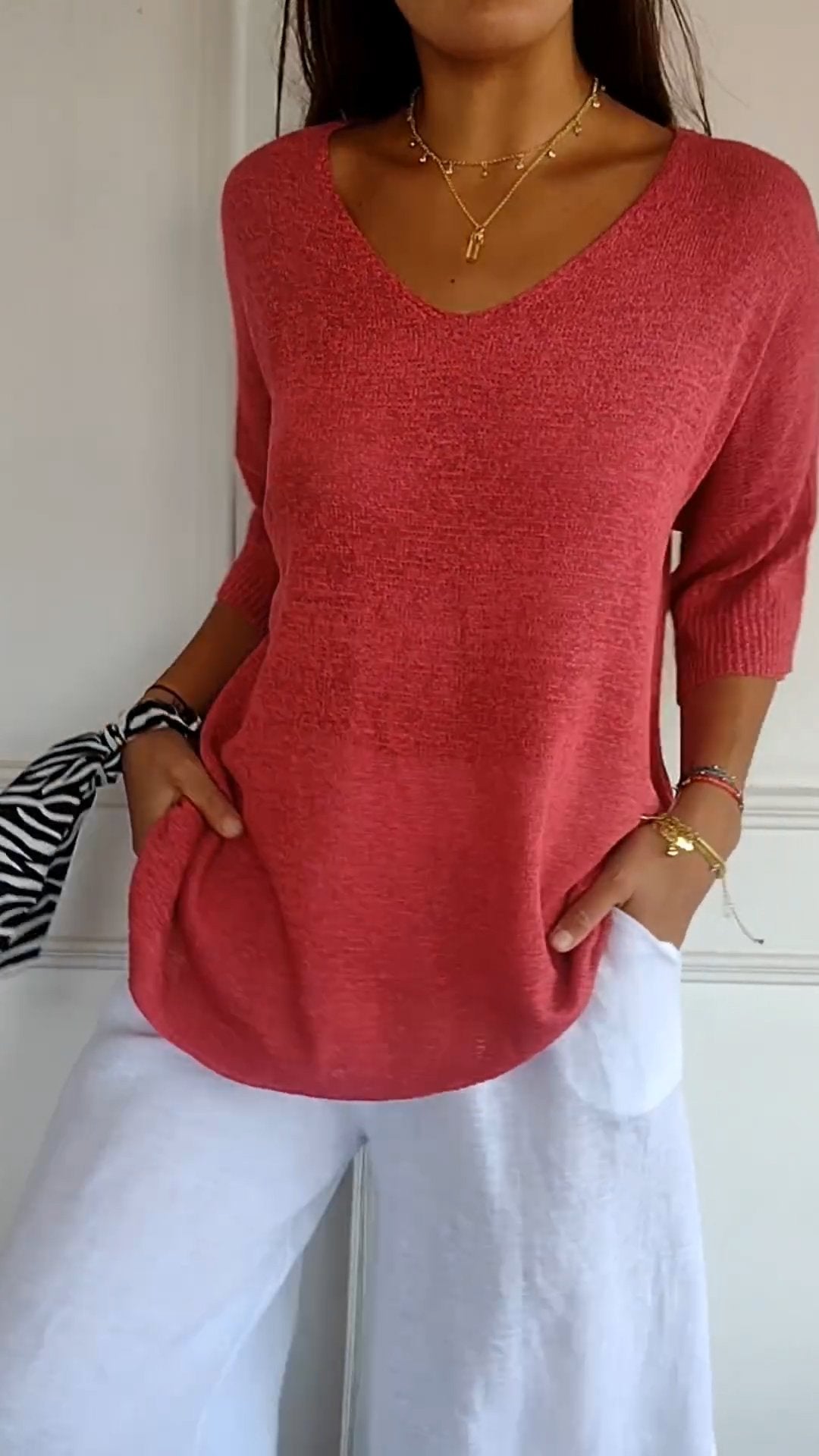 Lente Top met V-hals
