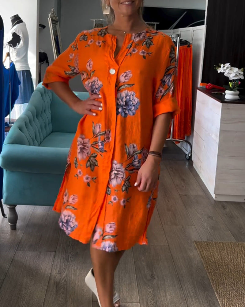 Romy – Jurk met bloemenprint en knoopsluiting