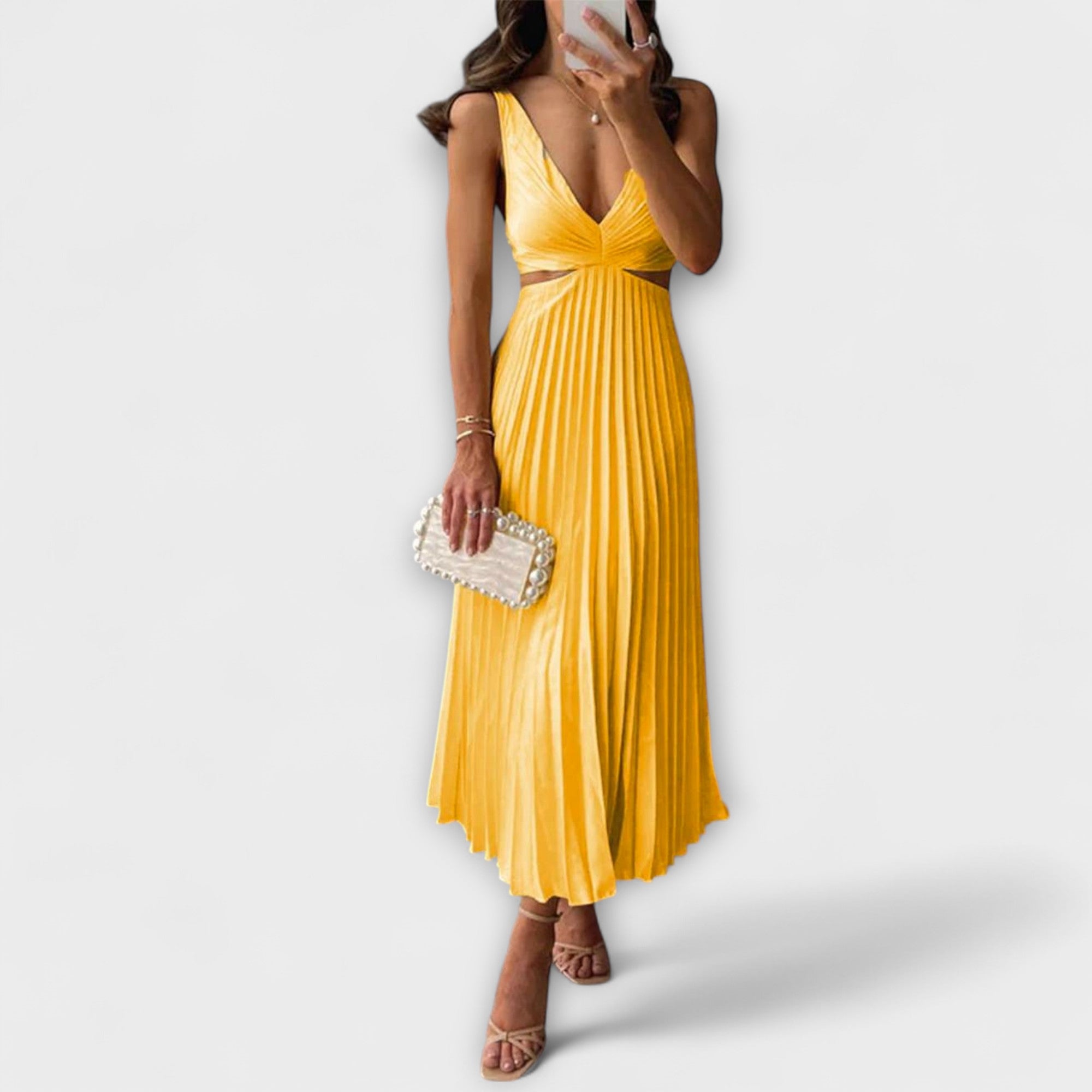 Elegante Midi-Avondjurk met Plissé