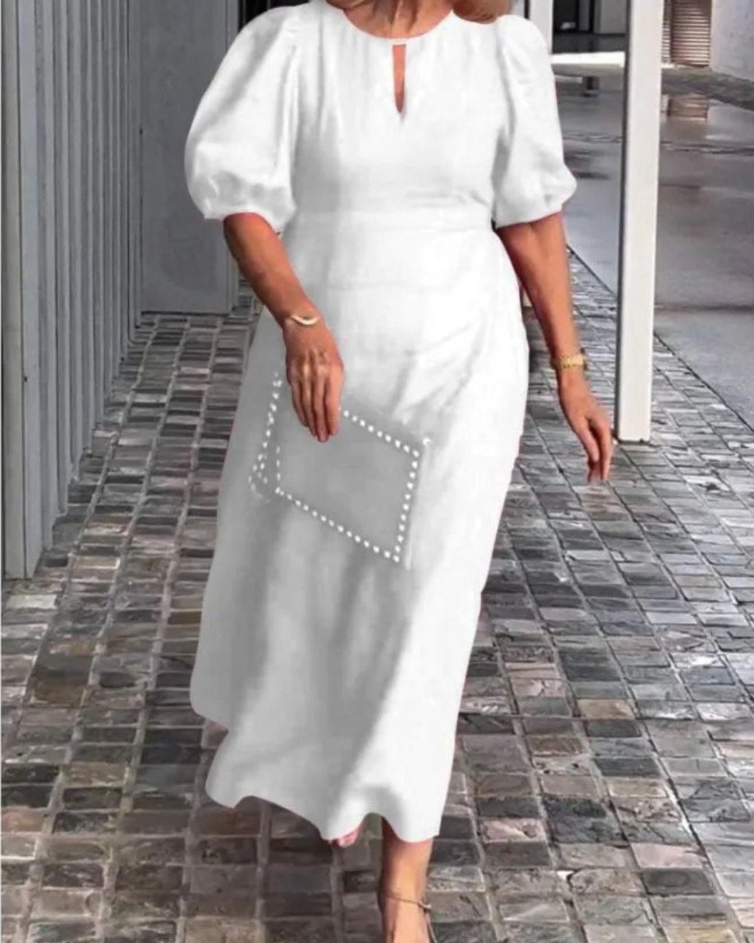 FIONA - ELEGANTE JURK VAN KATOEN EN LINNEN