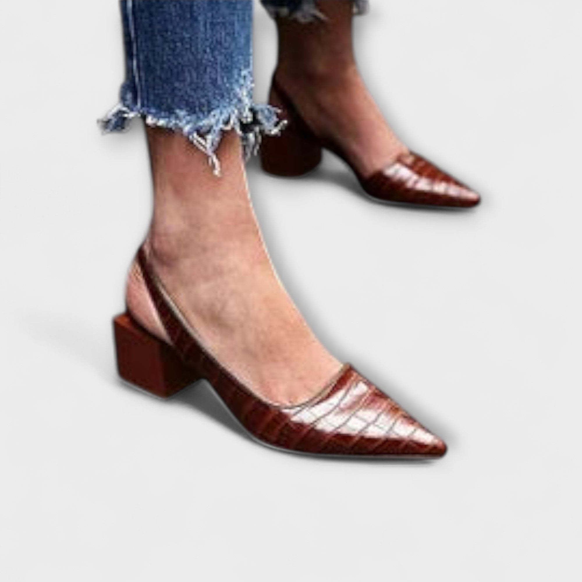 Bethany - Onregelmatige Slingbacks Met Chunky Hakken