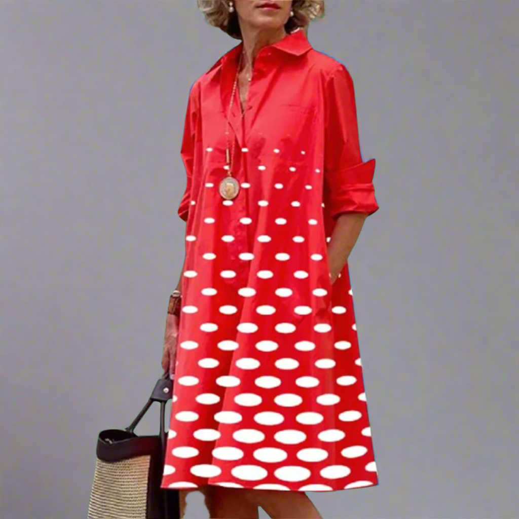 Valerie | Vrouwen Retro Lange Mouwen Pocket Jurk