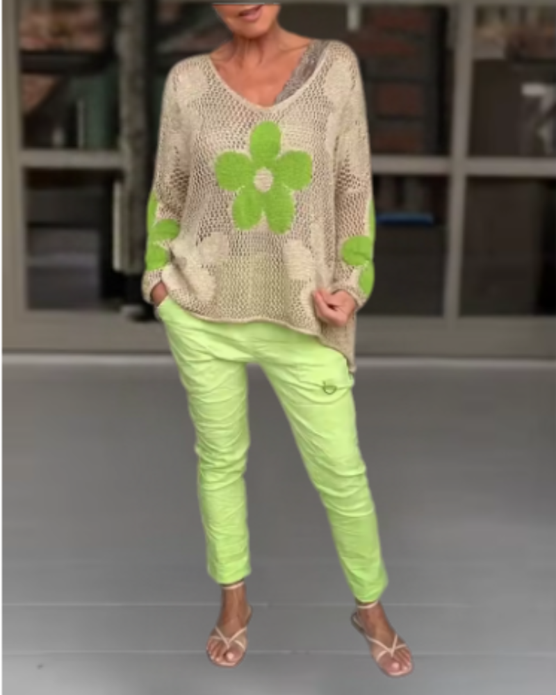 MADOVA - Gebreide top met bloemen