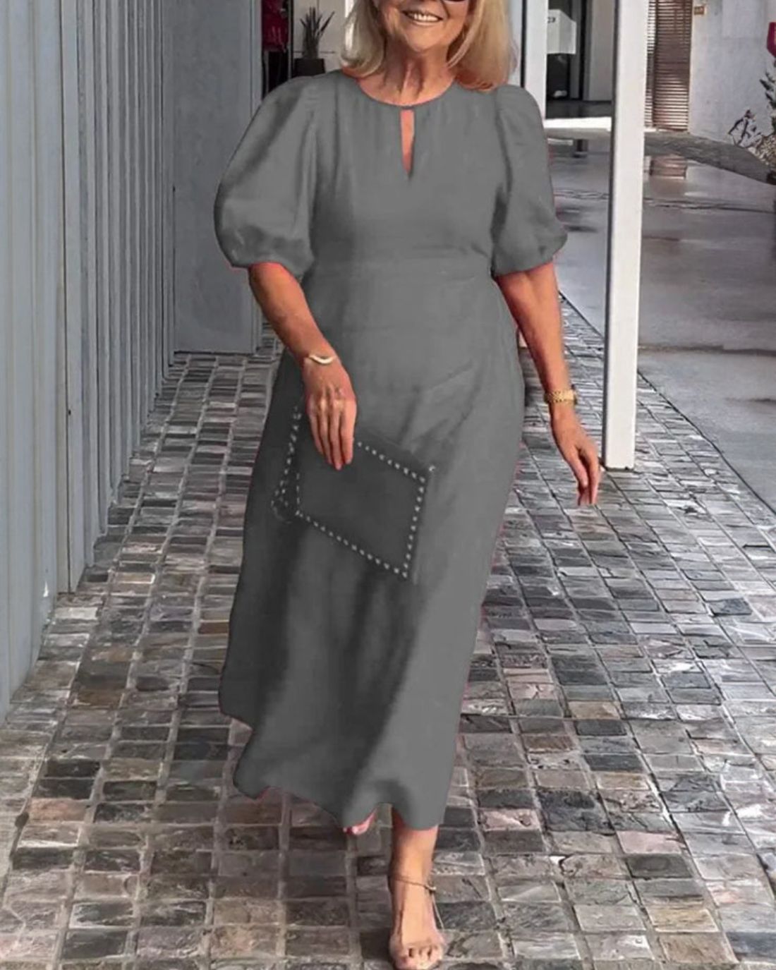FIONA - ELEGANTE JURK VAN KATOEN EN LINNEN
