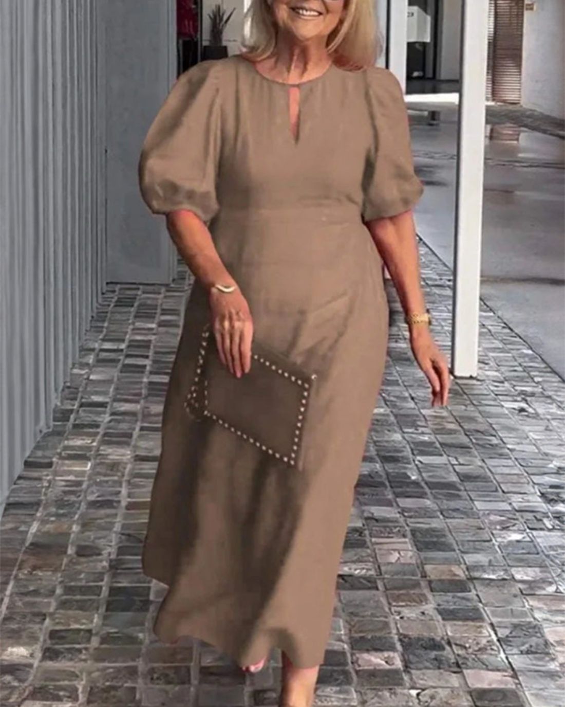 FIONA - ELEGANTE JURK VAN KATOEN EN LINNEN