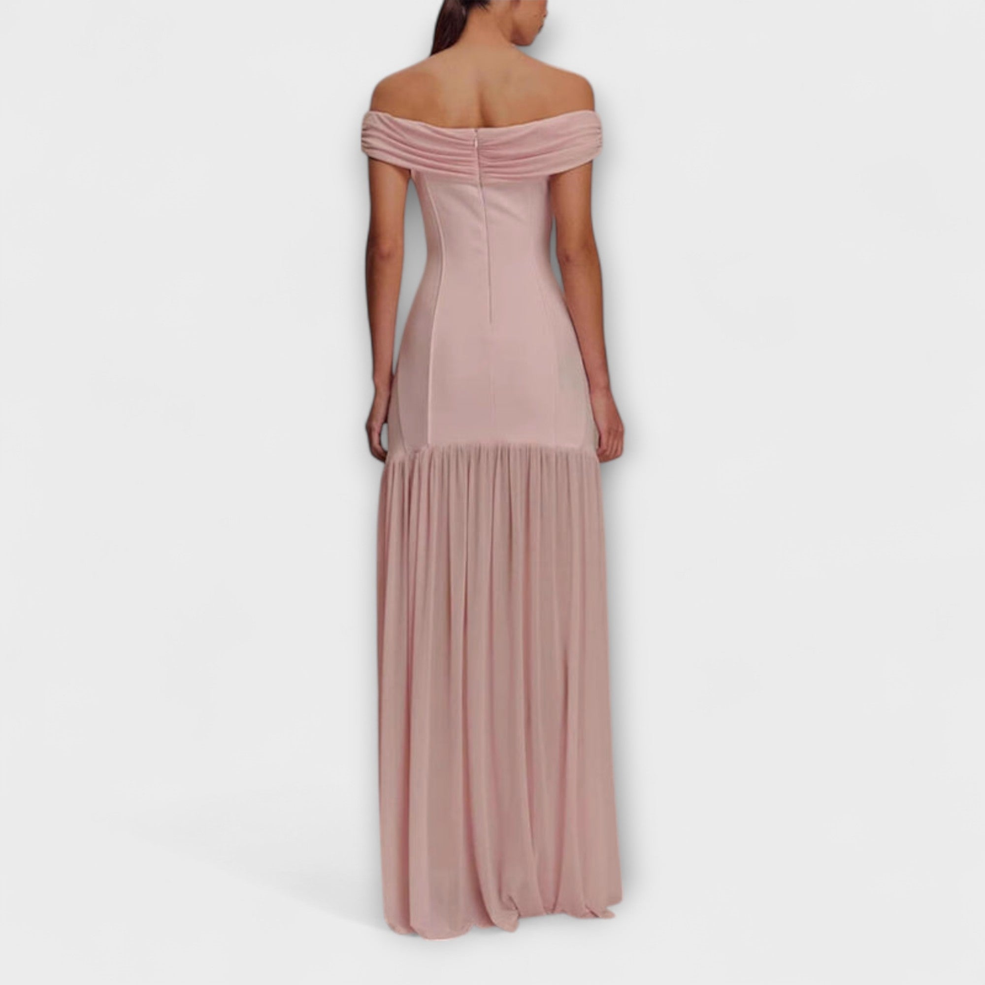 Maelie - Chic strapless Bodycon-maxi jurk met florale versieringen
