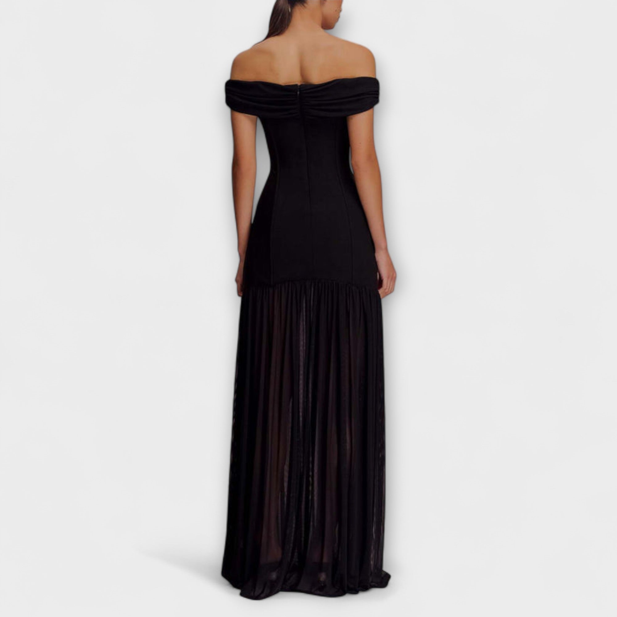 Maelie - Chic strapless Bodycon-maxi jurk met florale versieringen