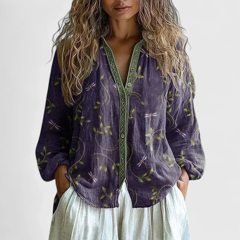 Mira – Linnen blouse met print