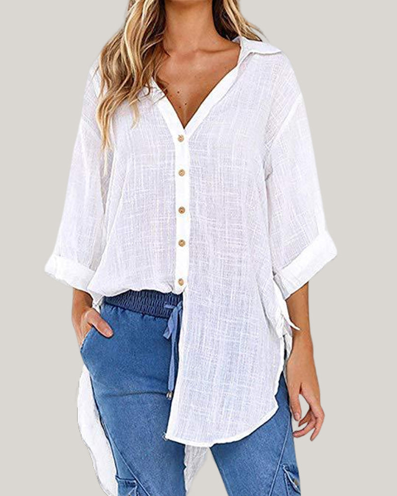 Lang Shirt met Bindstrikken aan de Zijkanten
