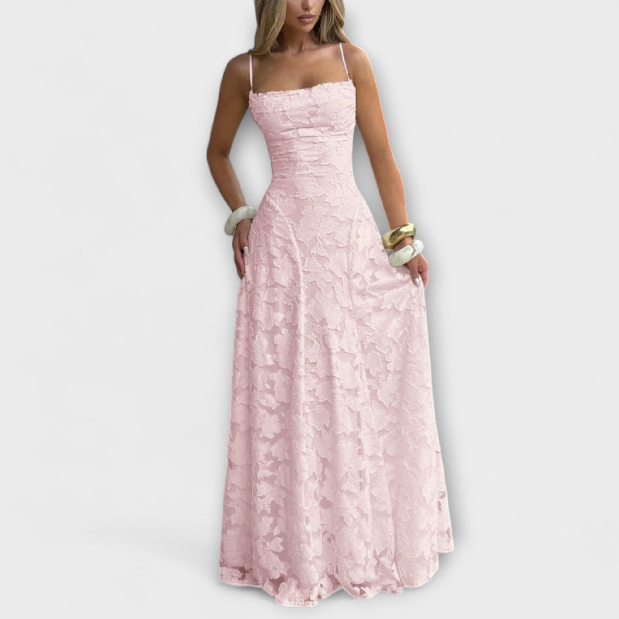 Emberly - Elegante Jacquard-Maxijurk