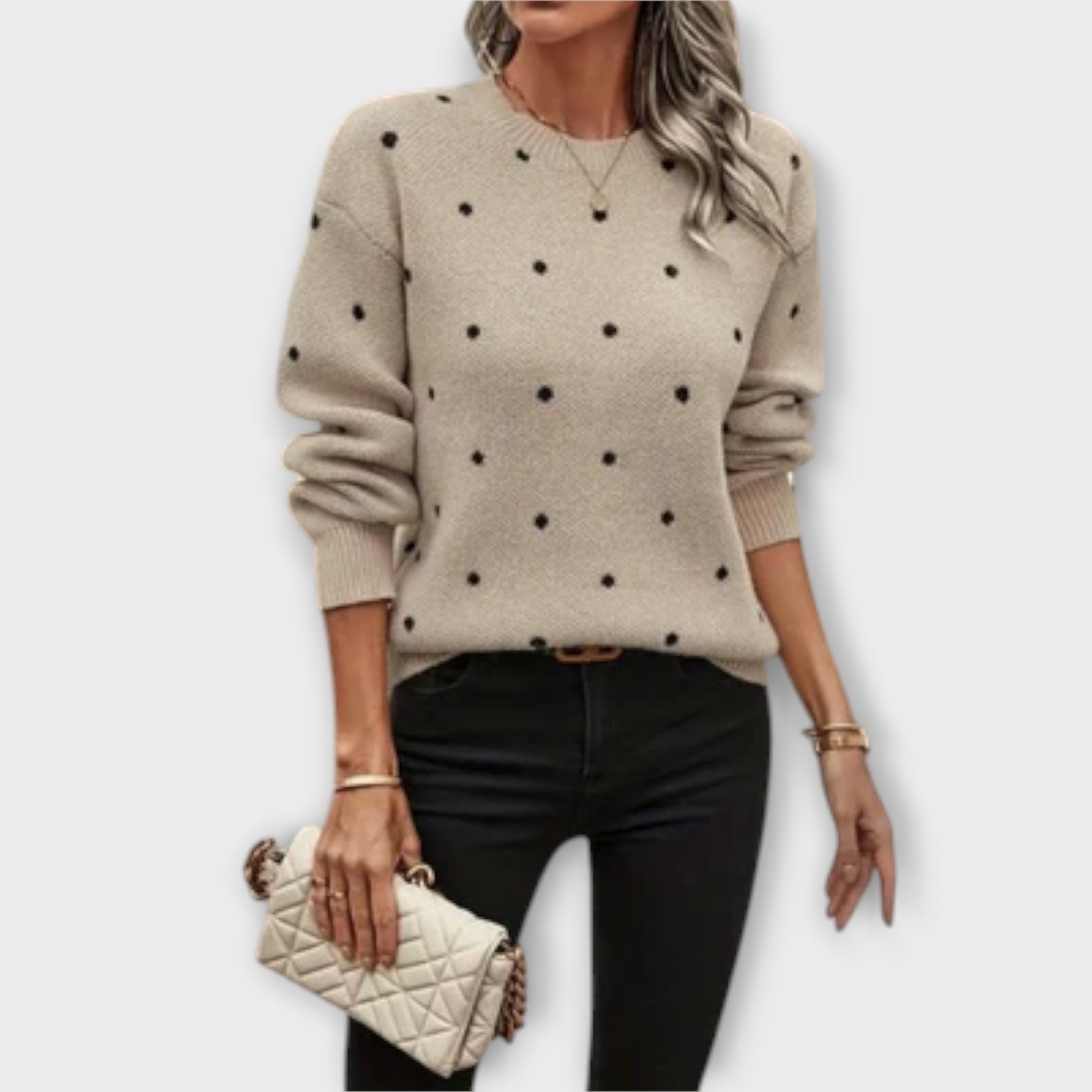 Ava – casual langharig breipullover met stippenpatroon