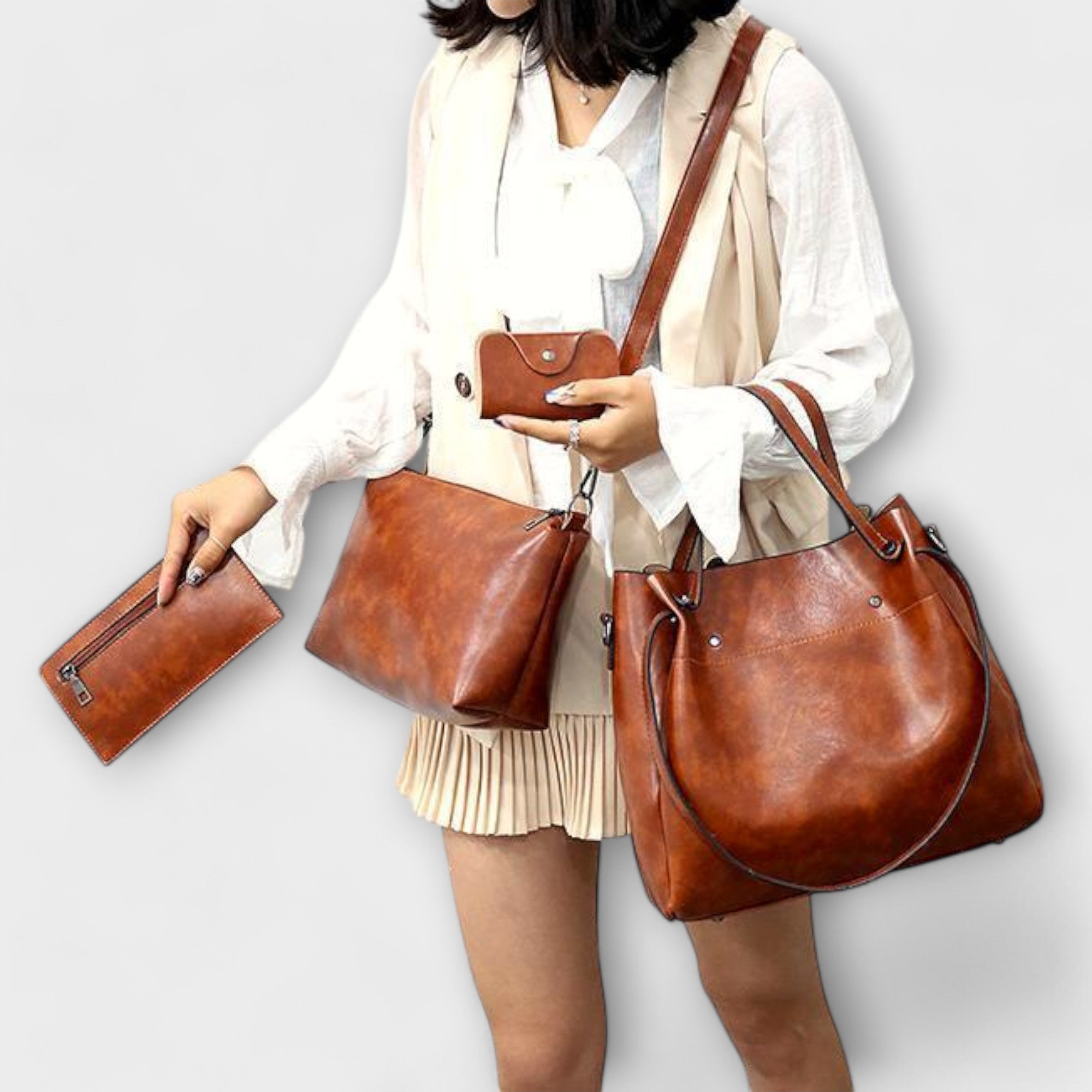 Lora. - 4-delig Vintage Tas Set