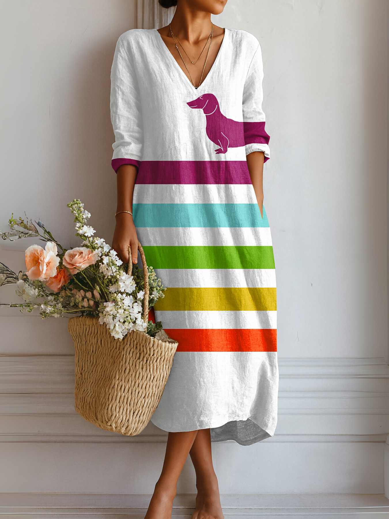 Emilia | Geprinte Midi Jurk
