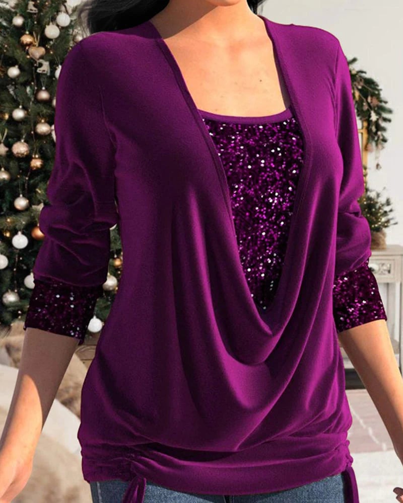 DELFINA I ELEGANTE BLOUSE MET PAILLETTEN