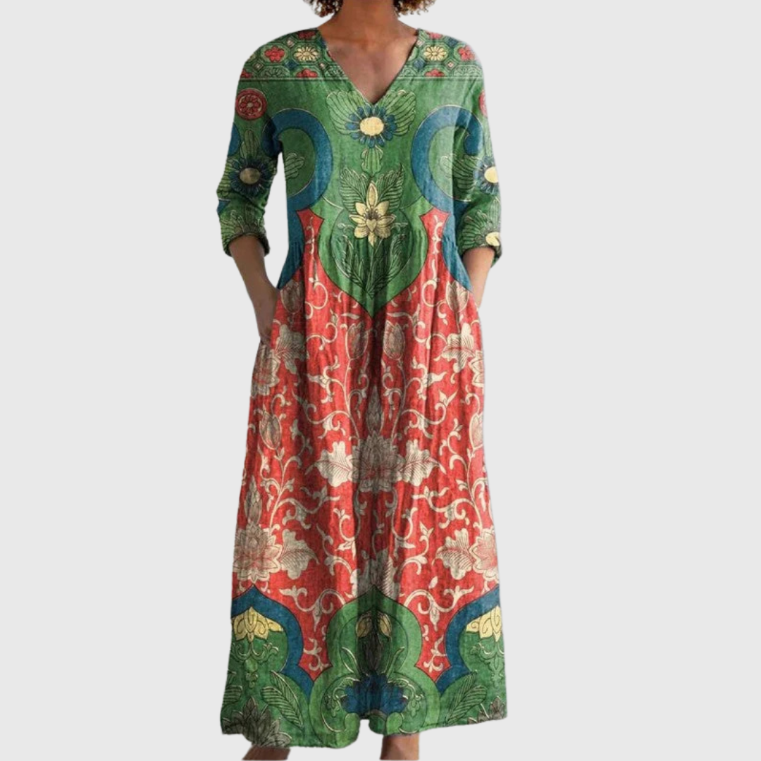 Tara - Elegante Bloemige Vintage Jurk