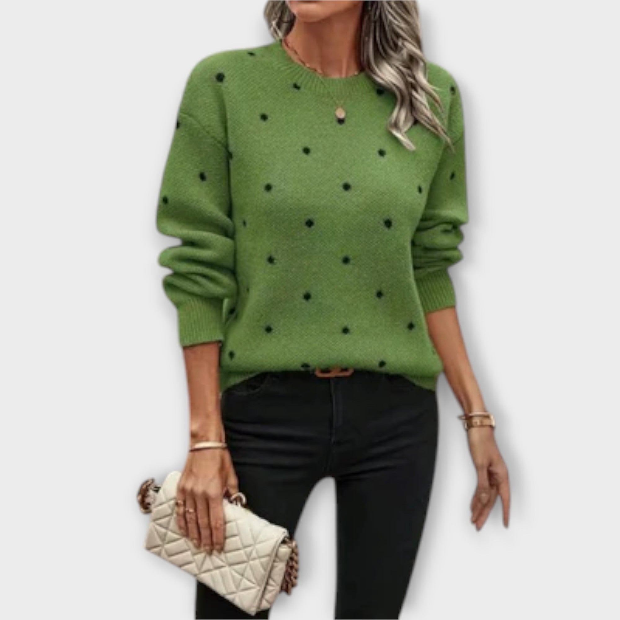 Ava – casual langharig breipullover met stippenpatroon