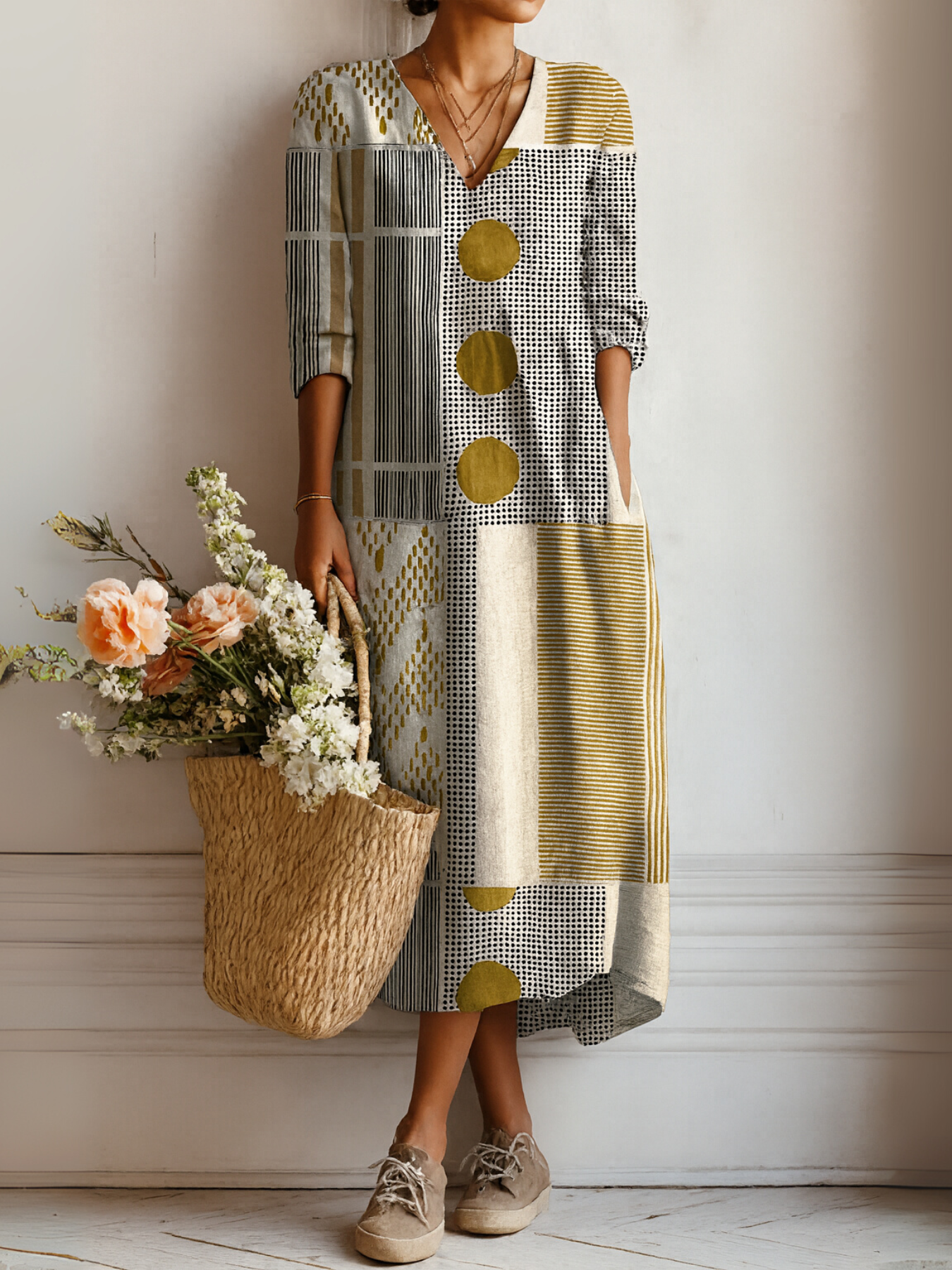 Amelia | Geprinte Midi Jurk