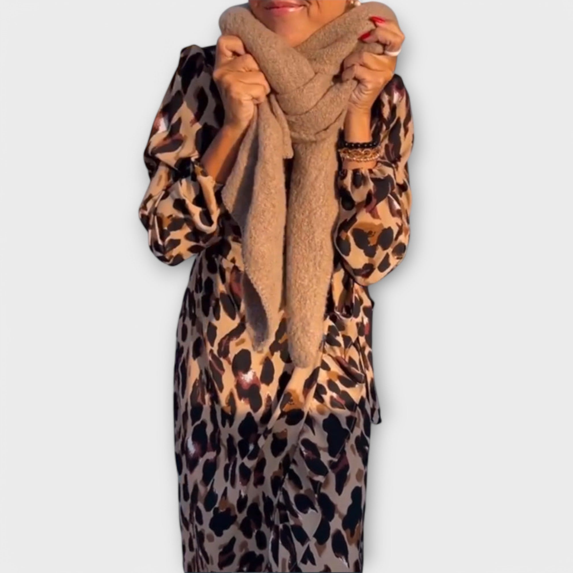 Luxe luipaardpatroon jurk met V-hals