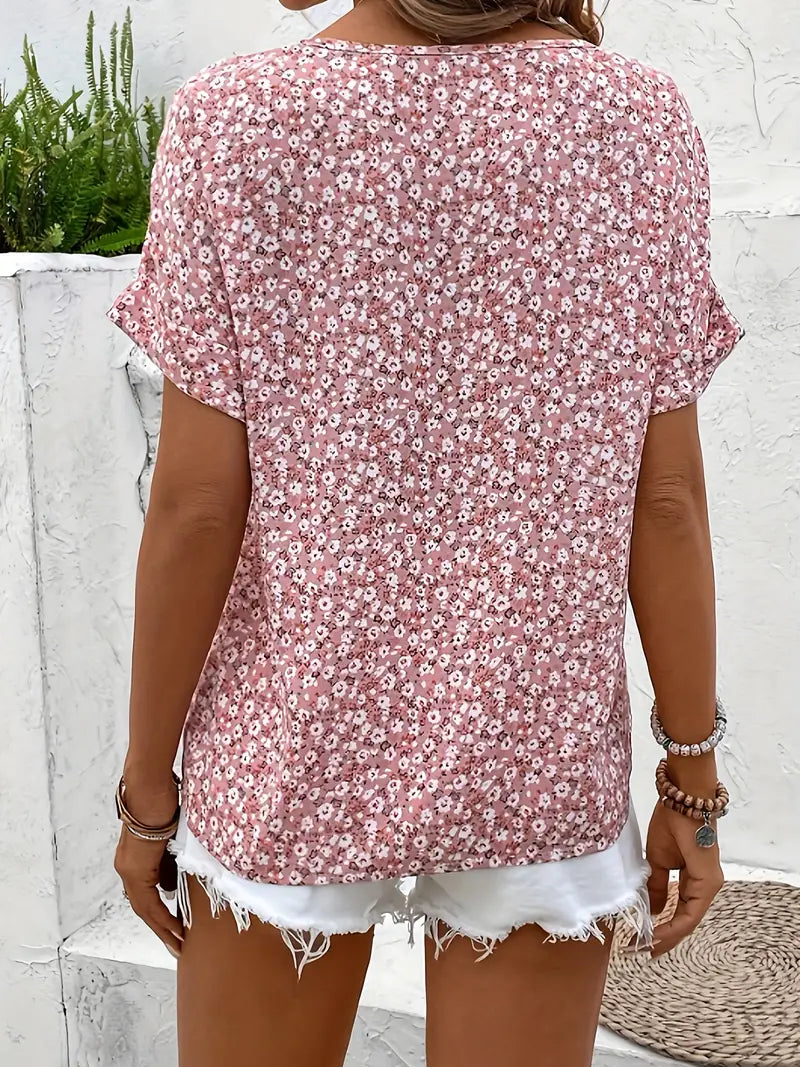 Cindy™ | Bloemenprint Blouse met Notched Kraag