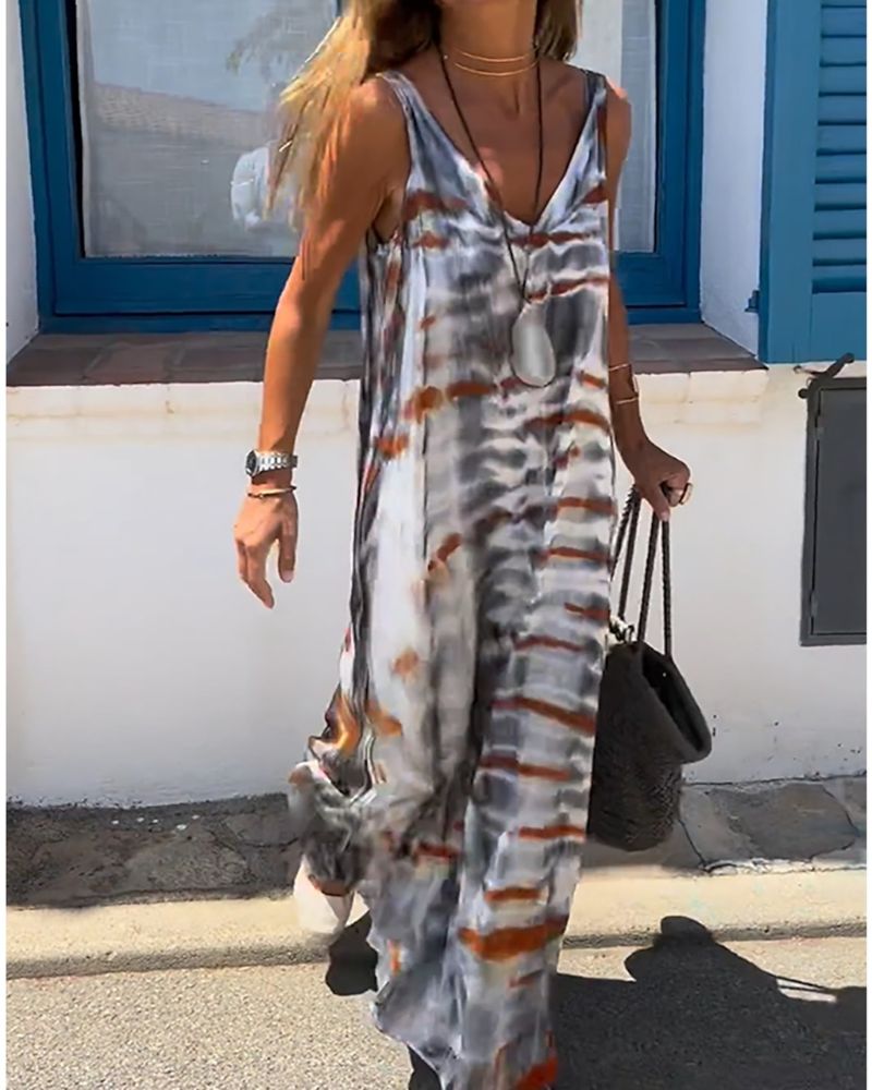 SORIA - Mouwloze jurk met tie-dye print