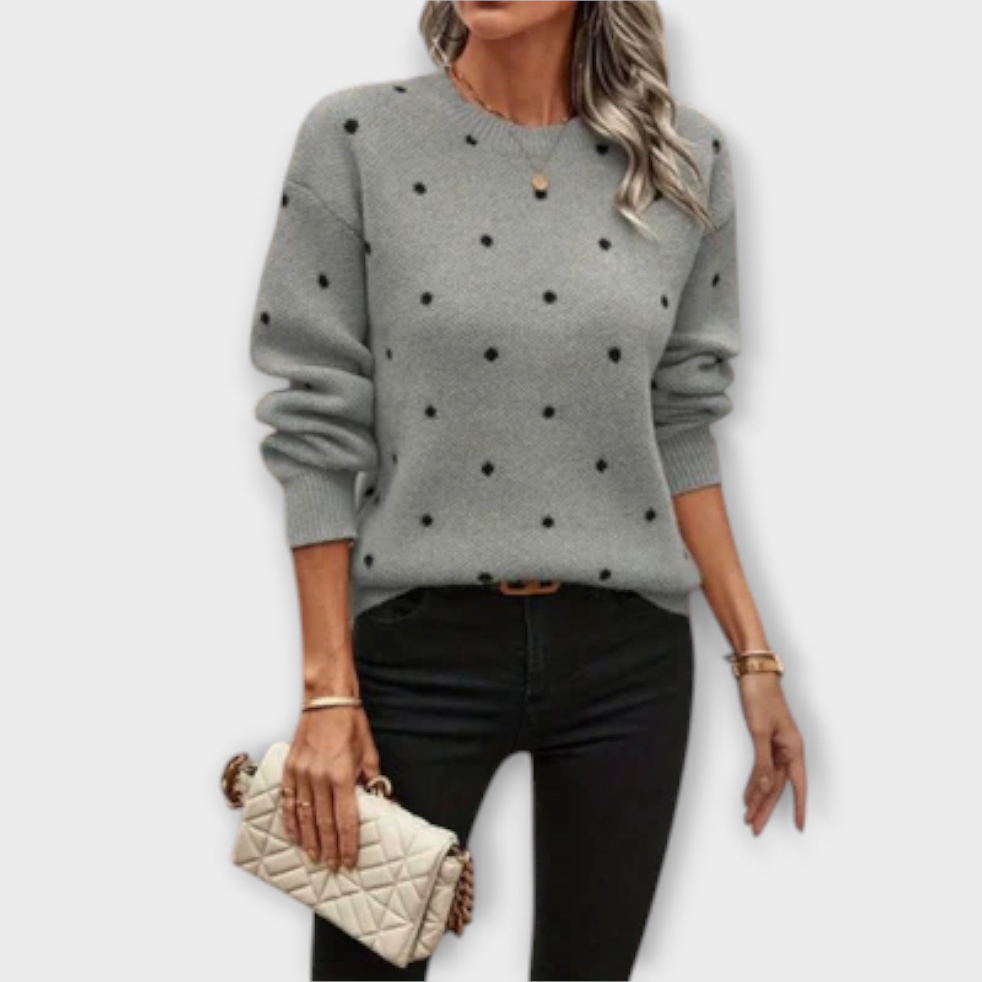 Ava – casual langharig breipullover met stippenpatroon