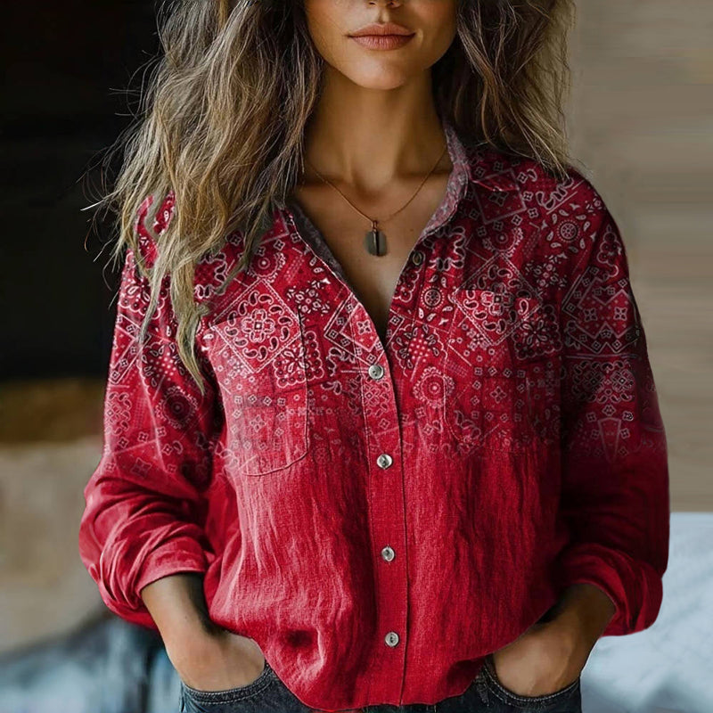 NIVES I BEDRUKTE VINTAGE-BLOUSE