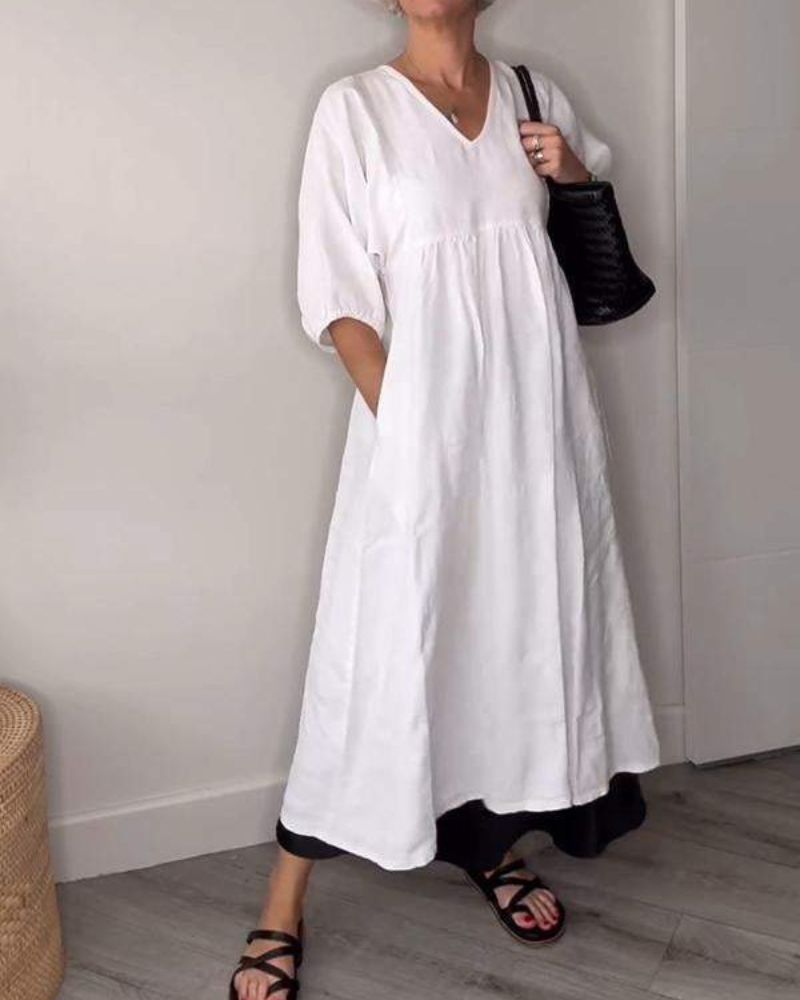 ELAENE - MAXI-JURK MET V-HALS
