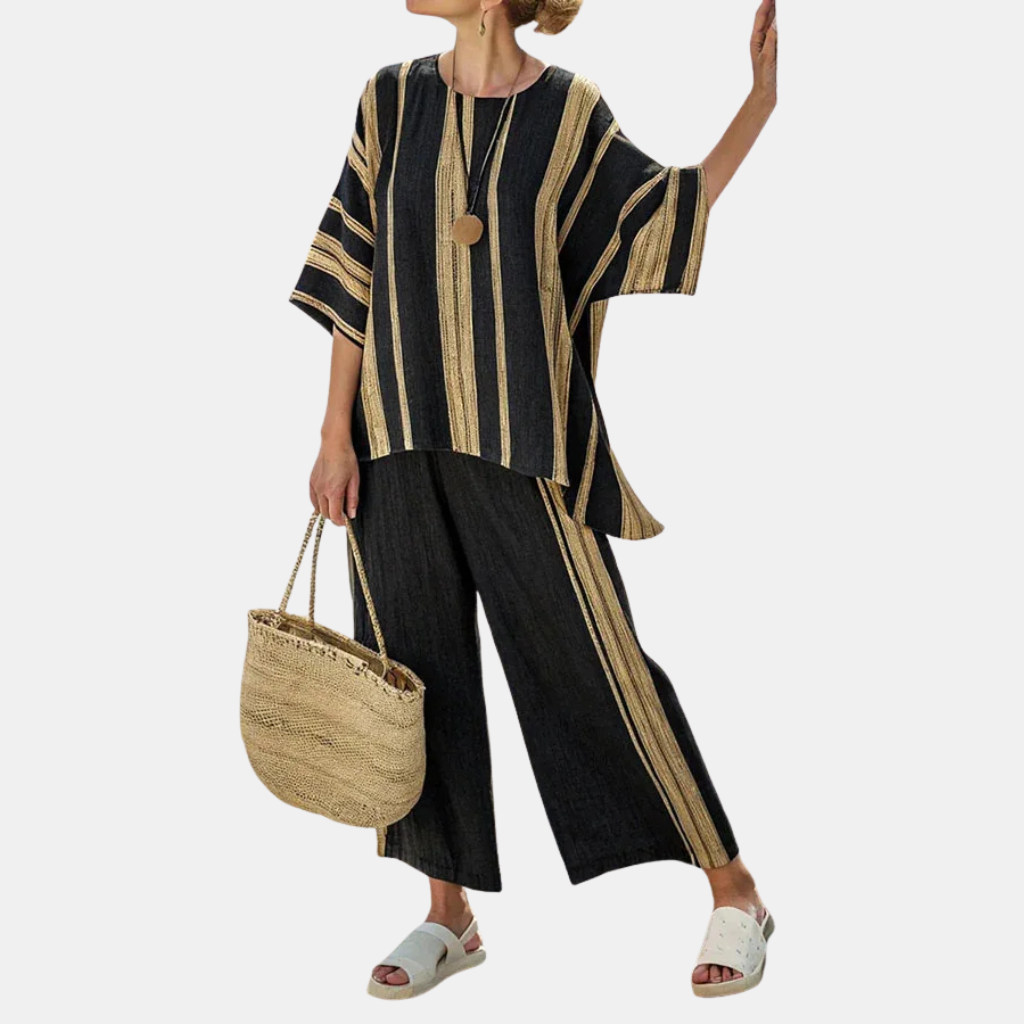 Natalia | Bamboe Linnen Stripe Set