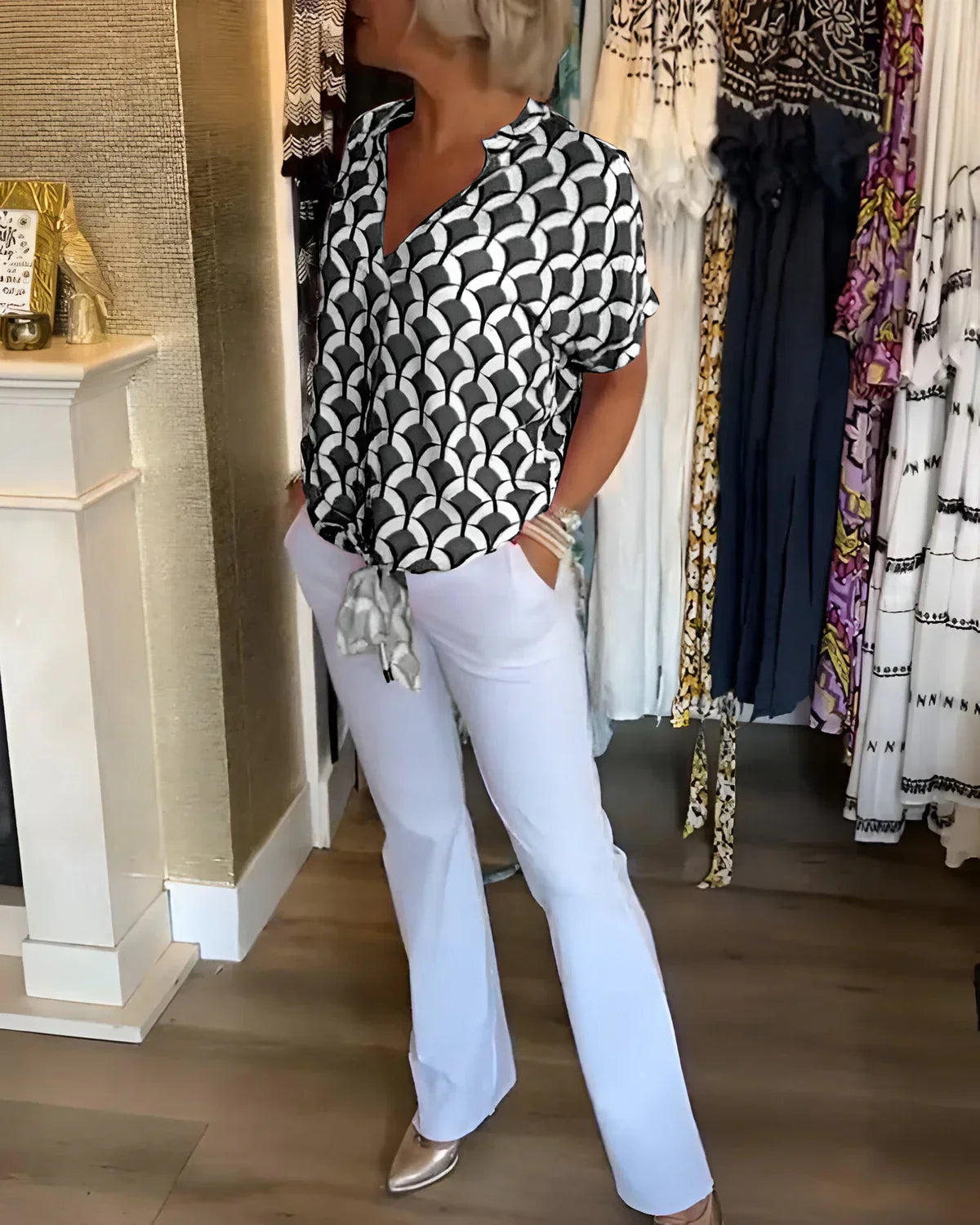 SOLVEIG I STIJLVOL GEPRINTE BLOUSE