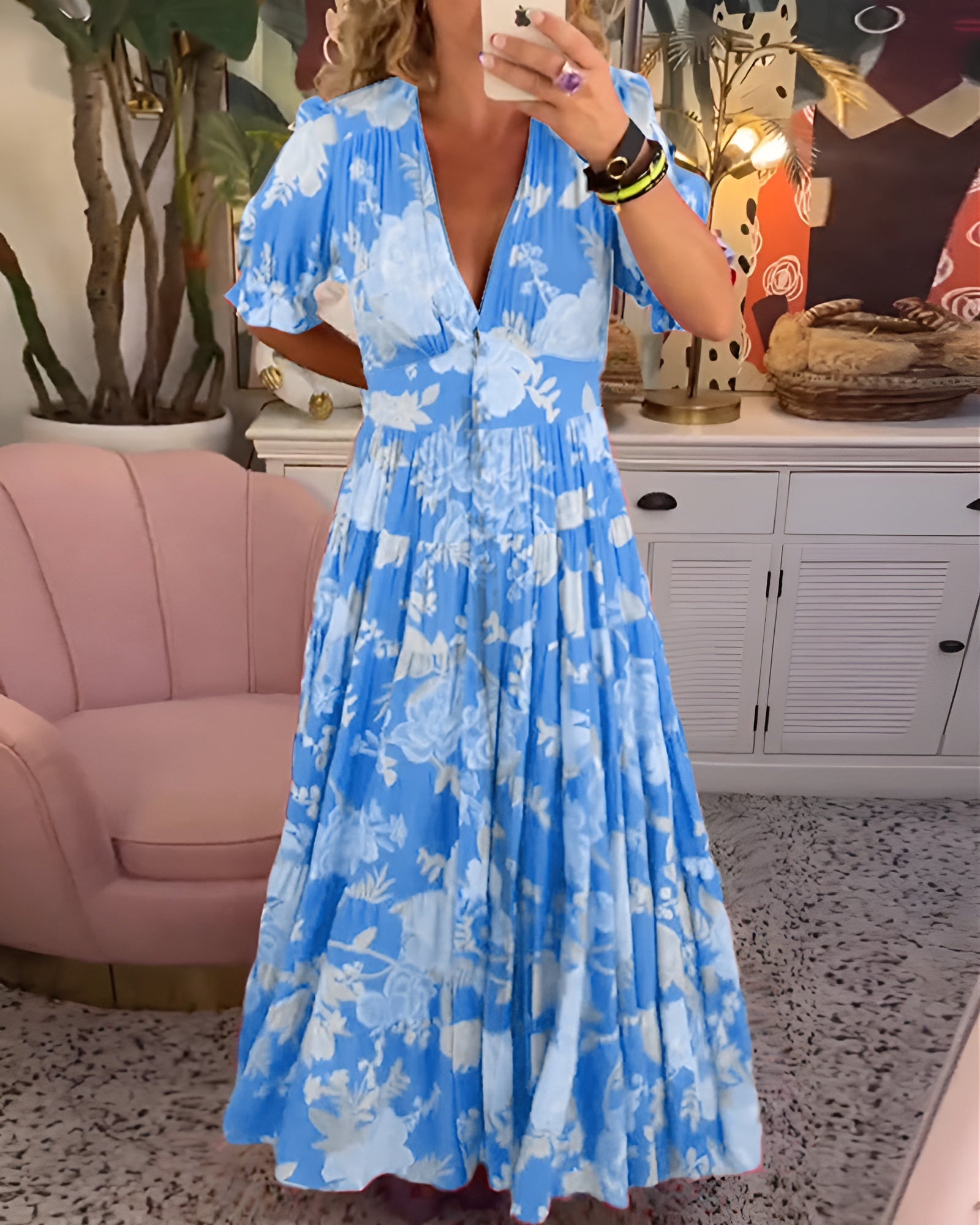 Carine™ – Luchtige Jurk met Bloemen