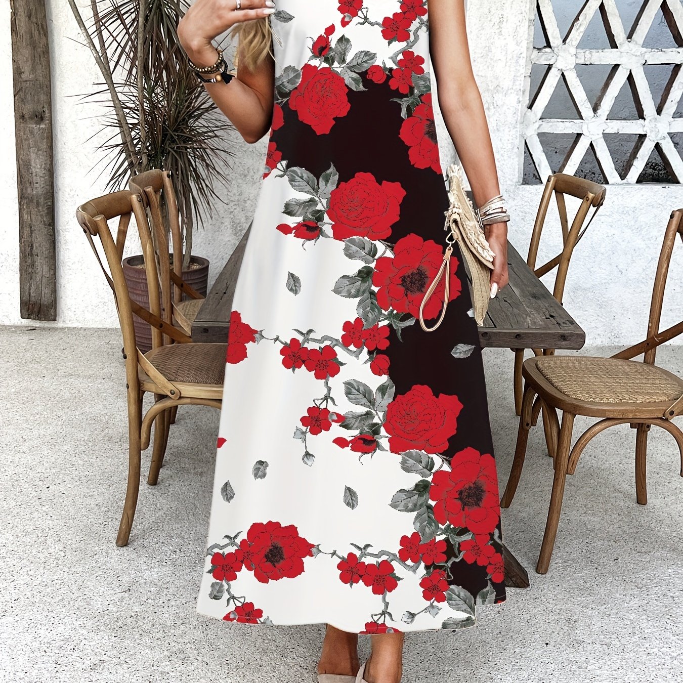 Indigo - Boho Chic Bloemen V-Hals Maxi Jurk