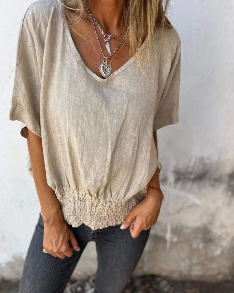 BOMIA - Comfortabele Taille T-shirt met V-hals