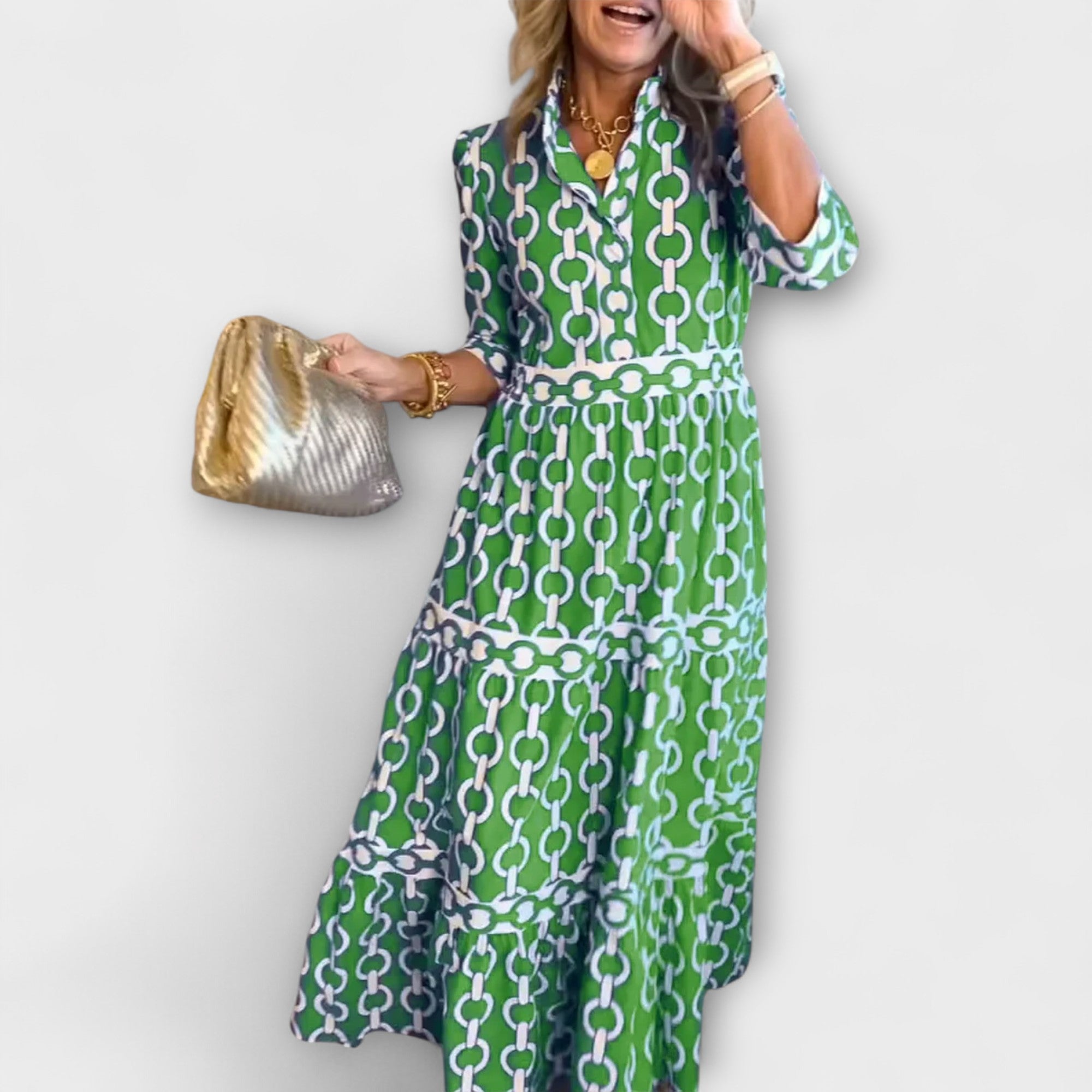Juliette - Midi-jurk met kettingpatroon