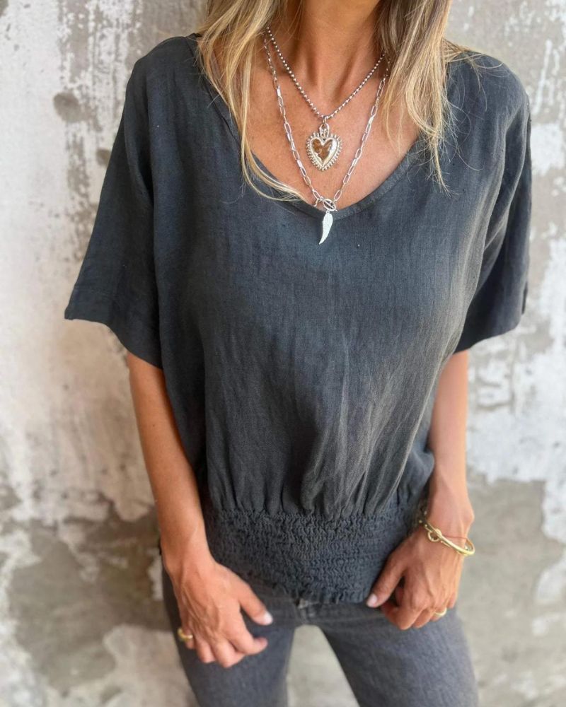 BOMIA - Comfortabele Taille T-shirt met V-hals