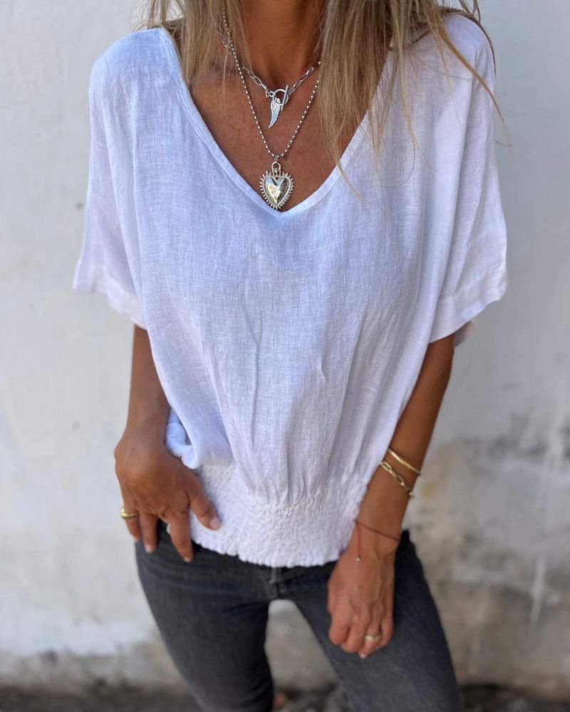 BOMIA - Comfortabele Taille T-shirt met V-hals