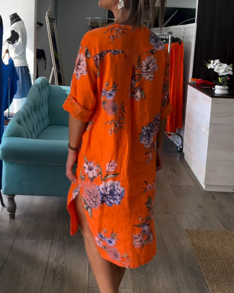 Romy – Jurk met bloemenprint en knoopsluiting