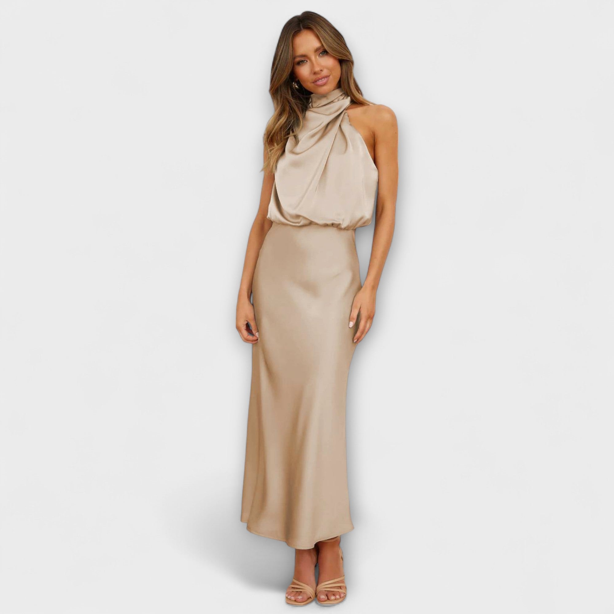 Elegante Halter-Maxikleed in zomers geel