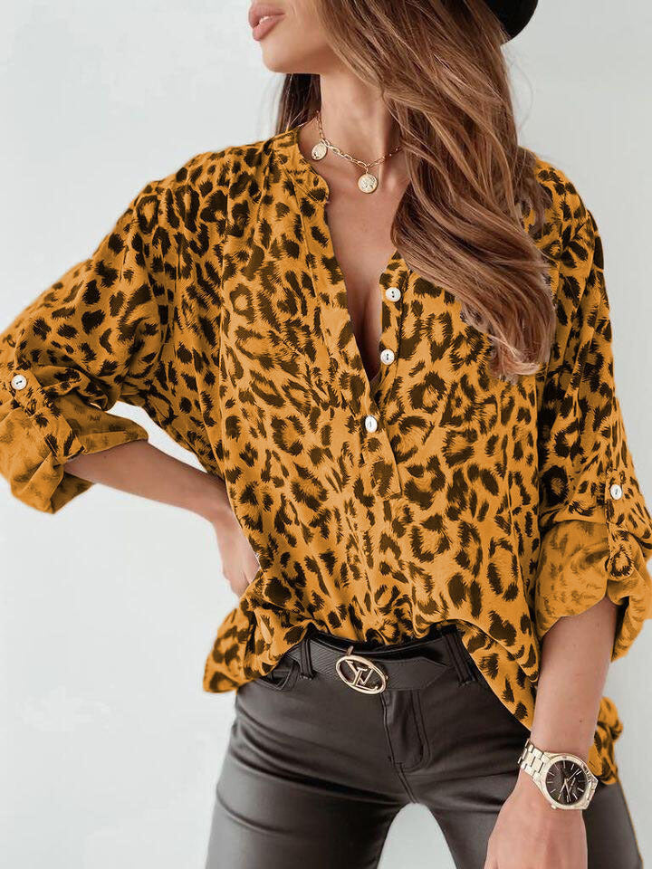 HERTA I LANGARM BLOUSE MET LEOPARDENPATROON