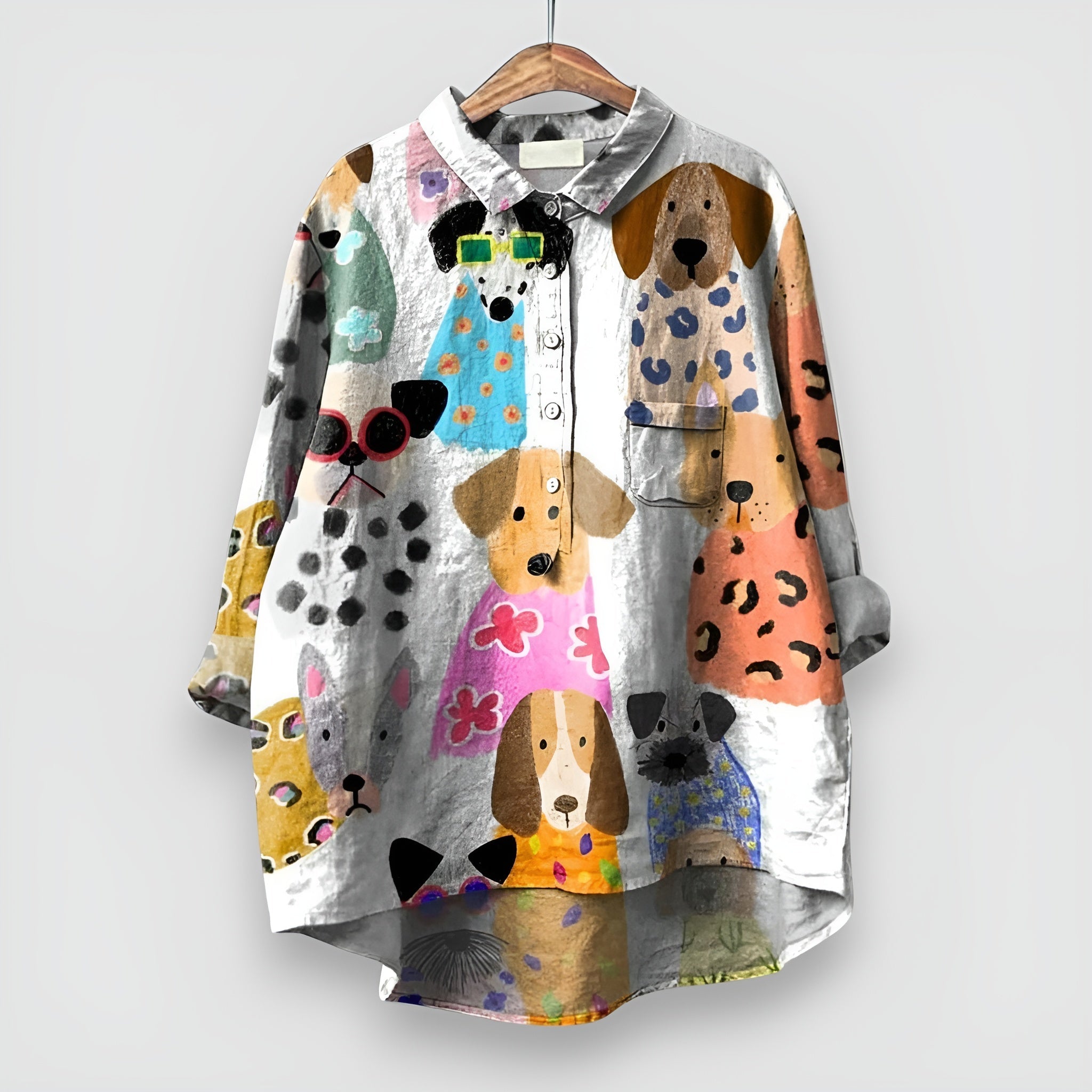 Kathrin | Vrouwenhemd met hondenprint