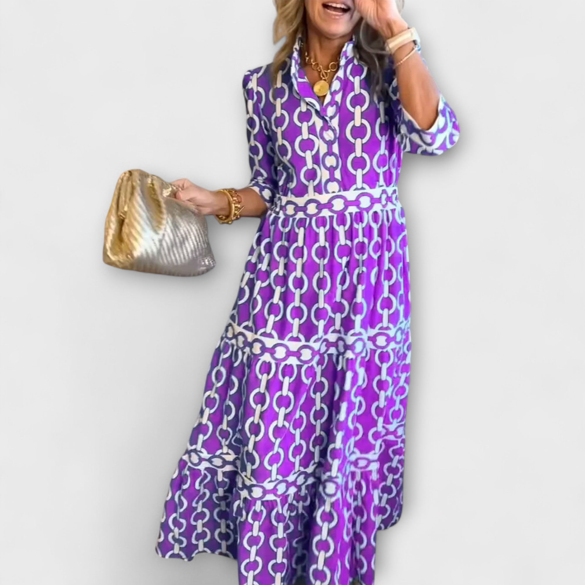 Juliette - Midi-jurk met kettingpatroon