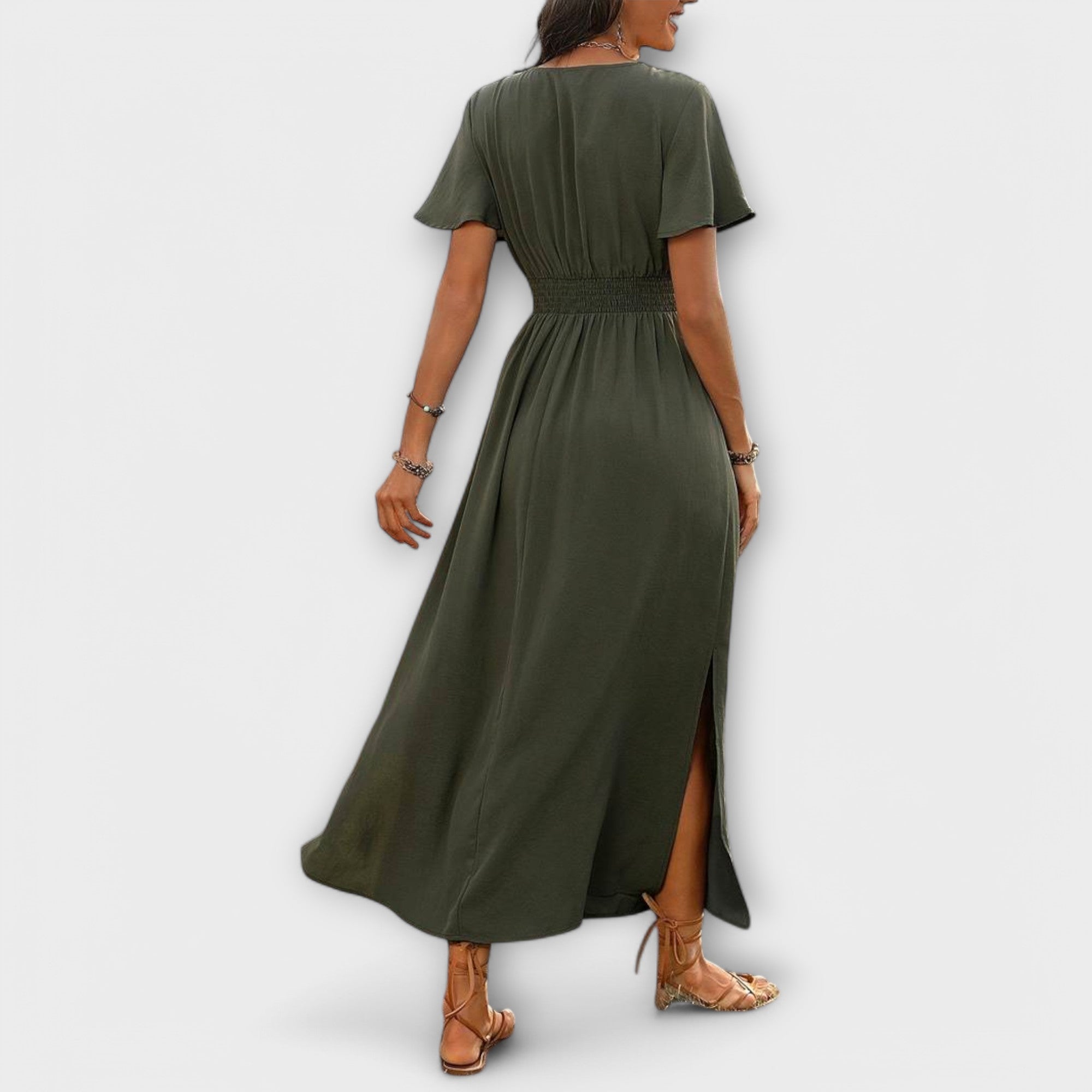 Heather - Elegante Boho jurk met V-hals en lange mouwen