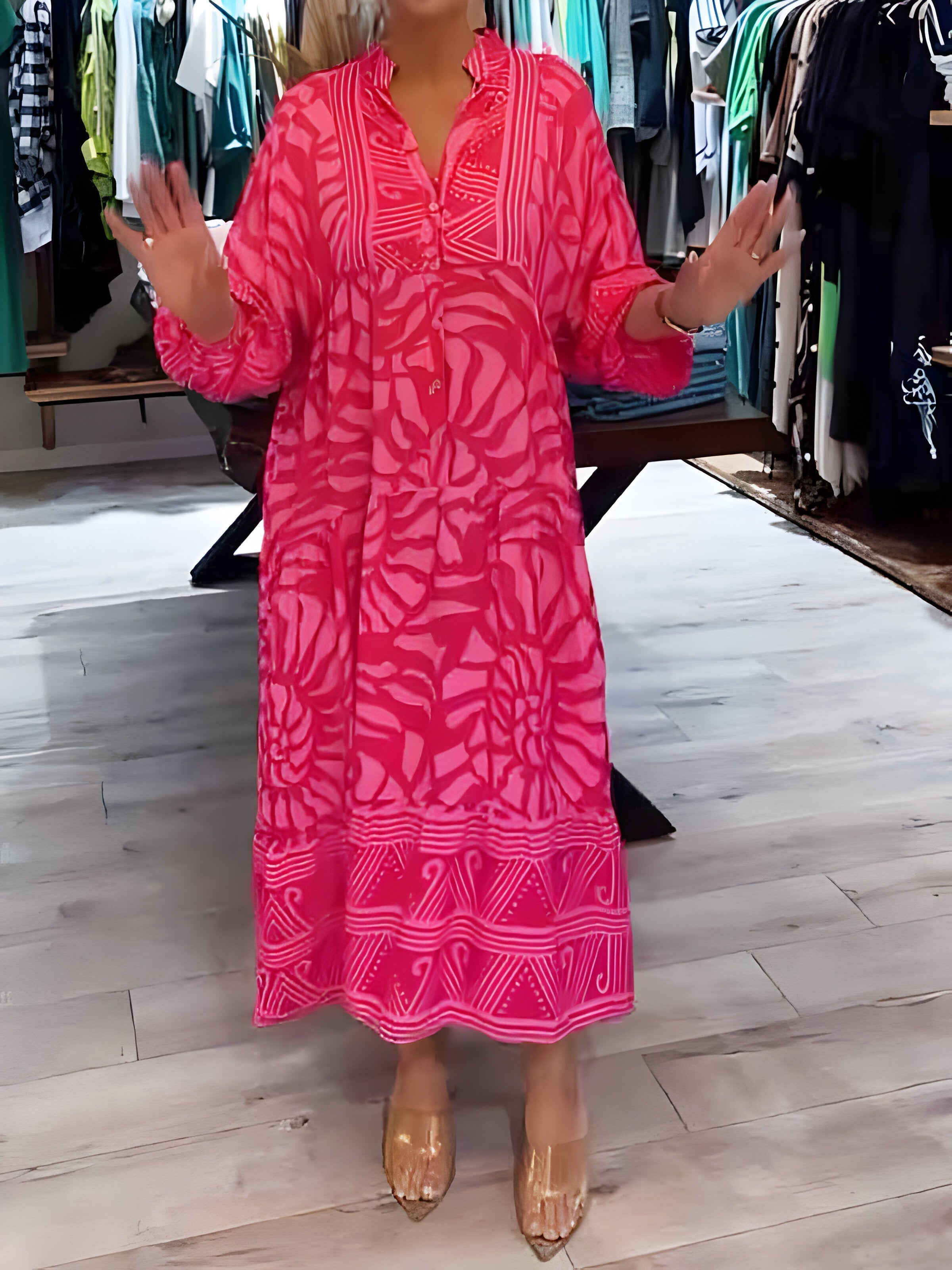 Ava – Jurk met Artistieke Print
