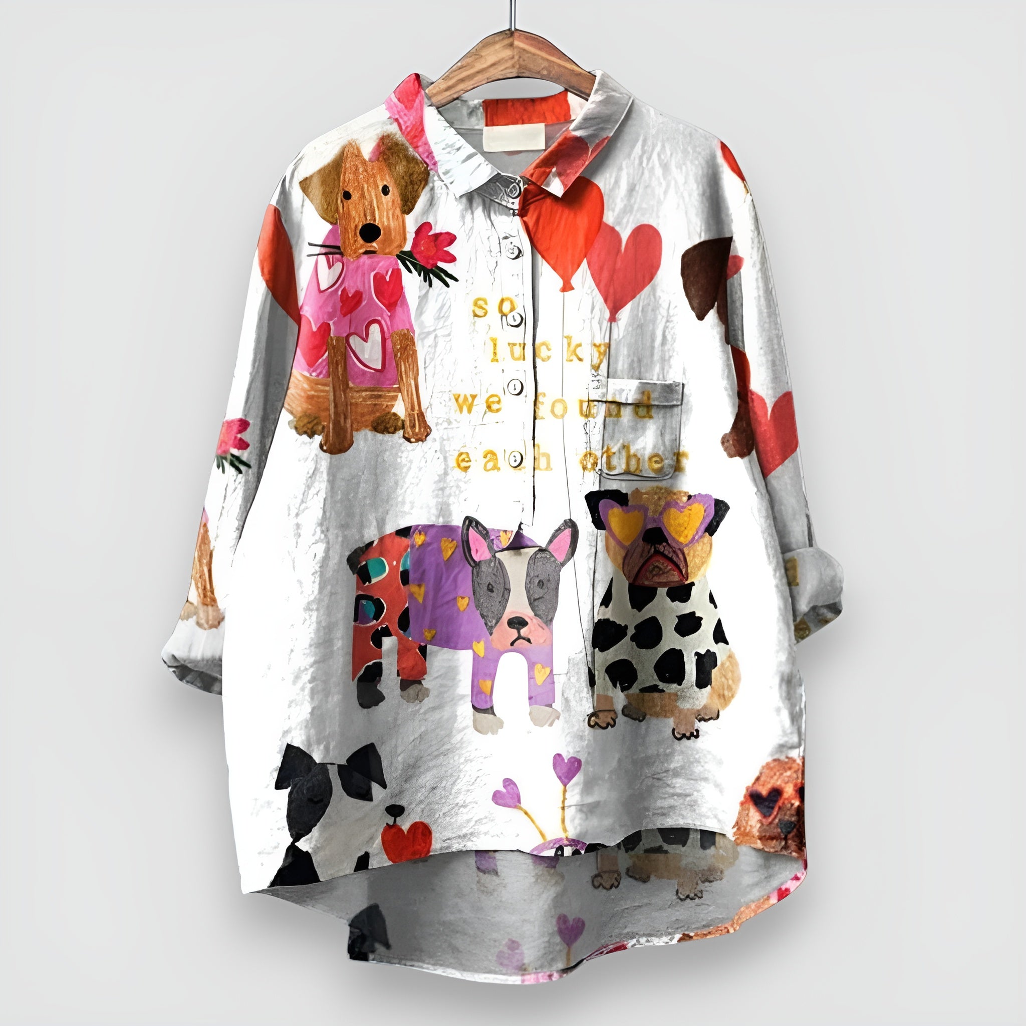 Kathrin | Vrouwenhemd met hondenprint