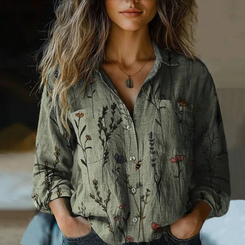 NIVES I BEDRUKTE VINTAGE-BLOUSE