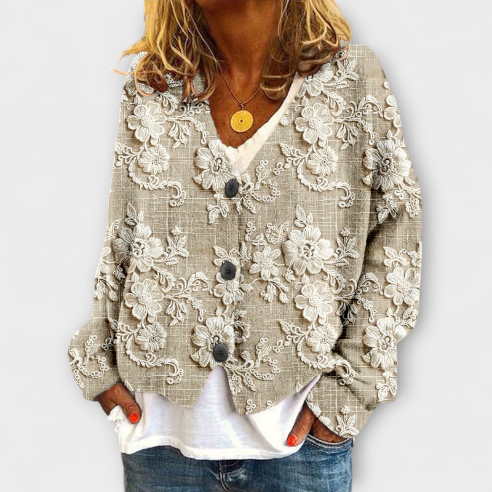 Stella - Bloemenpatroon Strickjacke