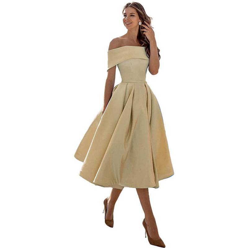 Romy - Chic Off-the-Shoulder Drapé Maxikleed