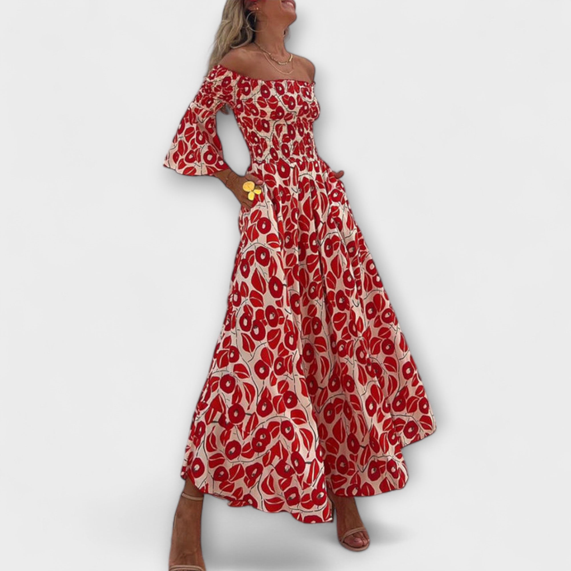Sienna - Vakantieklaar off-shoulder Maxikleed