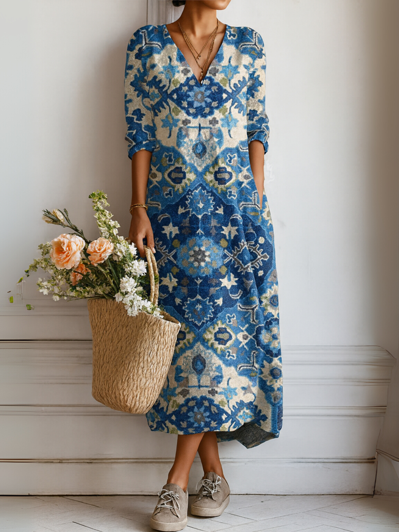 Hannah | Geprinte Midi Jurk