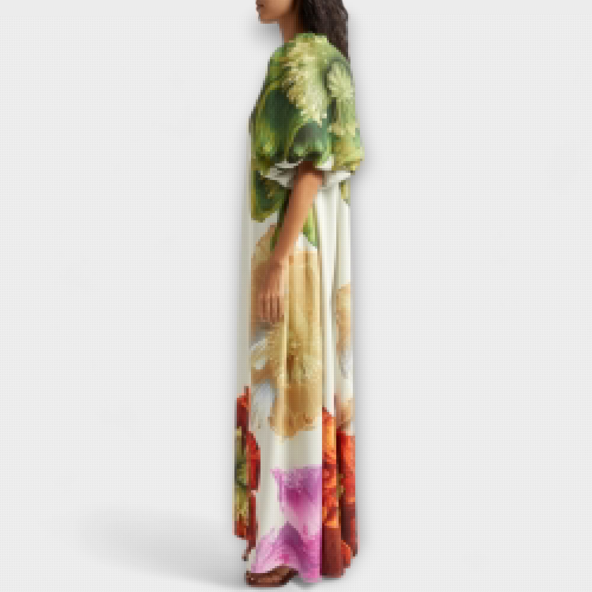 Melody - Asymmetrische Bloemenmaxi-jurk